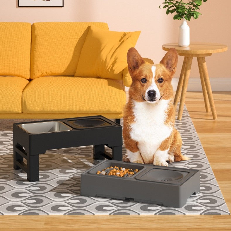 Adjustable Height Stainless Steel Pet Double Feeding Bowl Stand: The Perfect Dining Solution for Your Furry Friend